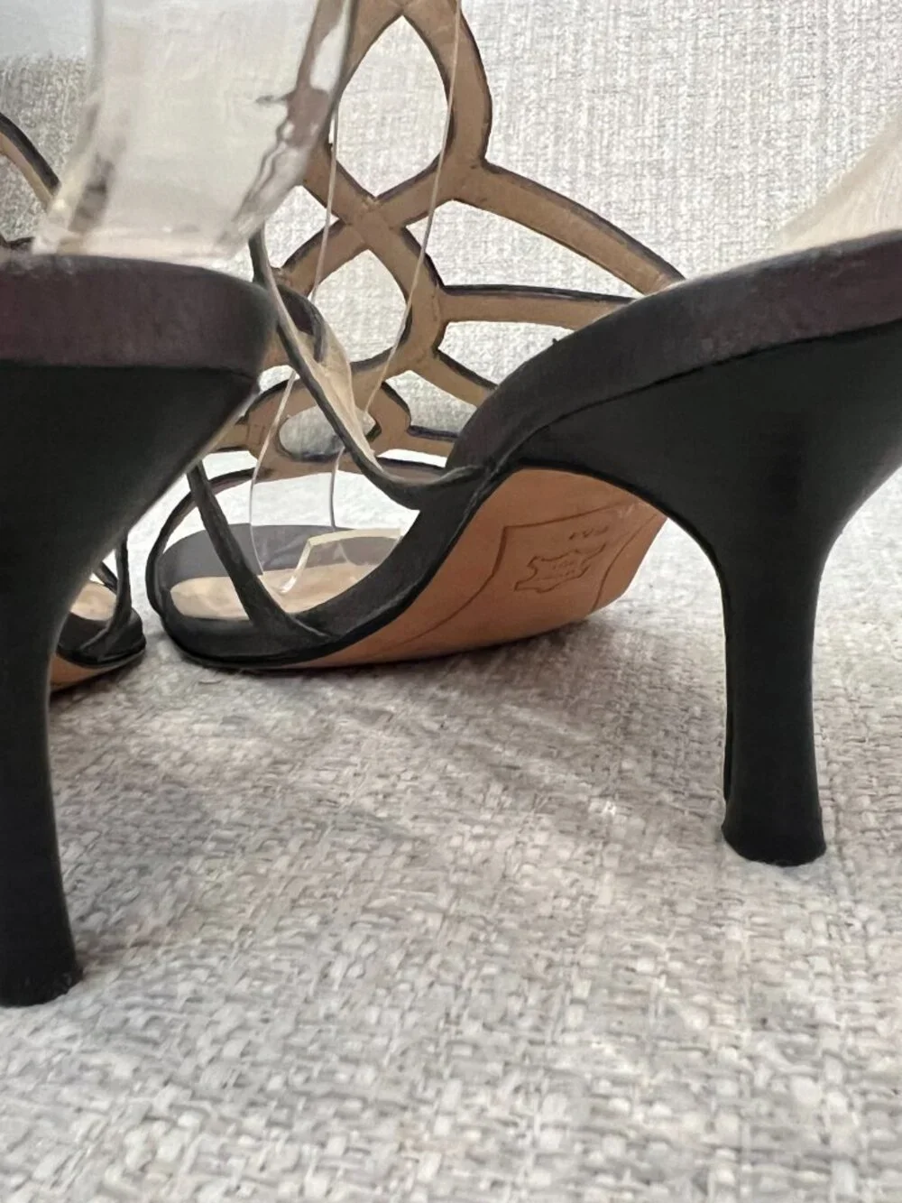 Joan & David Black Leather Strappy Ankle Strap Sandals Heels Size 6M